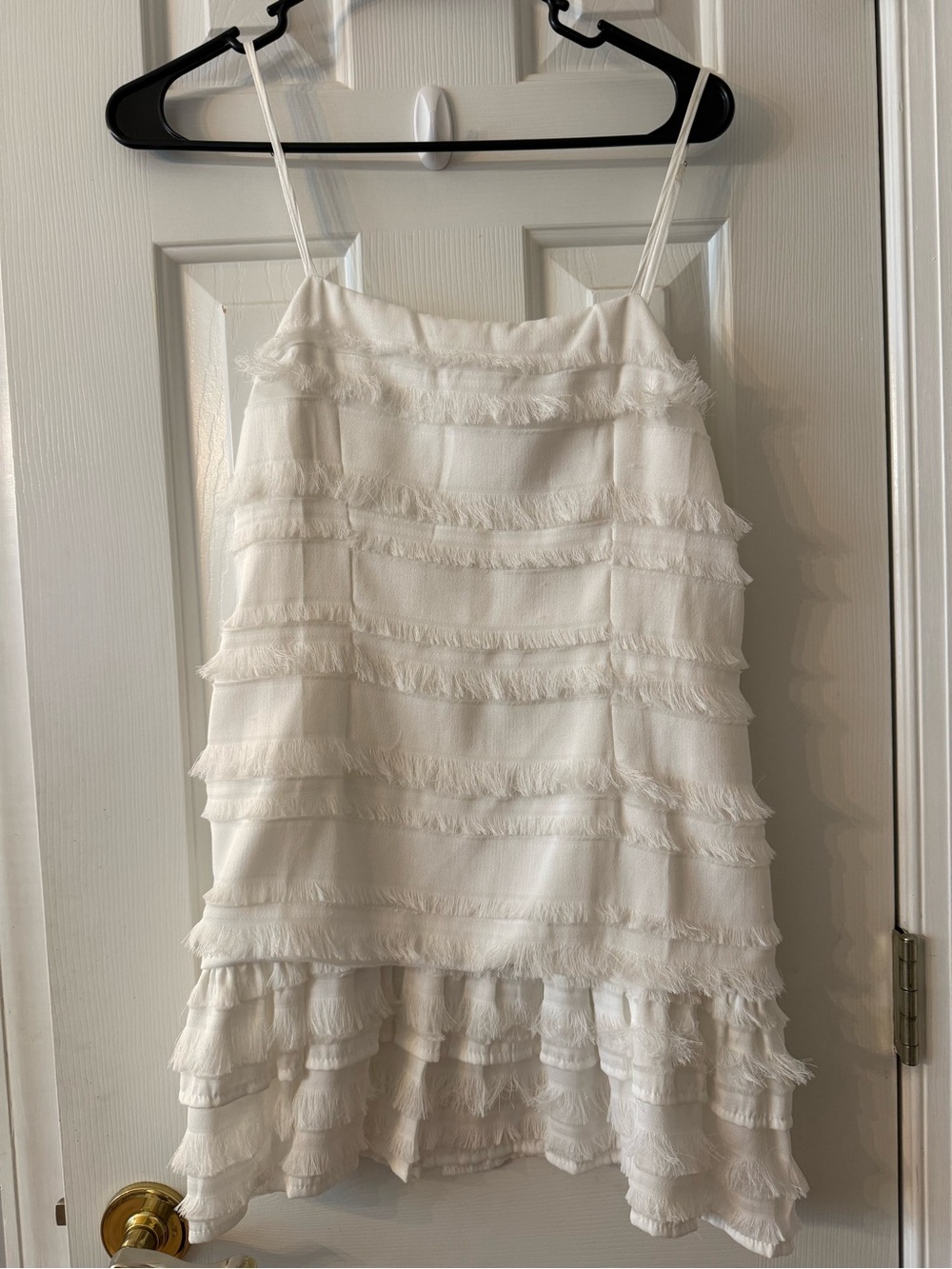 Princess Polly White Ruffle Tiered Spaghetti Strap Dress
